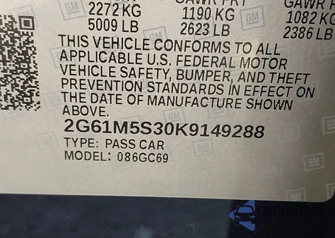 2019 Cadillac Xts Luxury z USA, uszkodzony, nr VIN 2G61M5S30K9149288